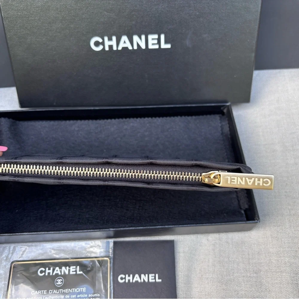 Authentic CHANEL BLACK nylon sport line clutch pouch NEW